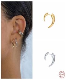 Stud Aide 925 Sterling Silver Bohemian Moon Earrings For Women Tribal Style Ox Horn Crescent Ear Huggies Fine Jewelry Gift1021042