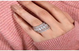 Arrival Rose Gold Colour 4 Pieces Stacked Stack Wedding Engagement Ring Sets For Women Fashion Band R5899 2110125829129