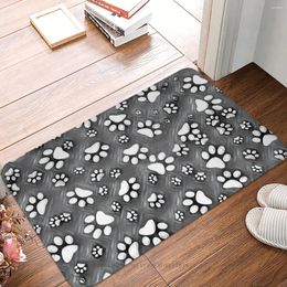 Carpets Non-slip Doormat Grey Dog Print Bath Kitchen Mat Outdoor Carpet Flannel Modern Decor