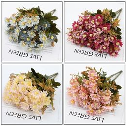 Decorative Flowers Artificial Small Daisies Chamomile Sunflower Wedding Party DIY Conference Room El Bonquet Home Garden Decoration