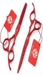 508 55039039 TOP GRADE Red Hairdressing Scissors JP 440C 62HRC Home Salon Barbers Cutting Scissors Thinning Shears Hair 5667293