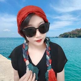 Scarves Wrinkled Hair Braid Headscarf Scarf Fashionable Versatile For Girls Outdoor Thin Neckband Autumn Winter Neck Protection