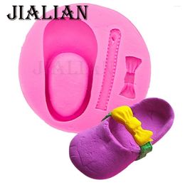 Baking Moulds High Quality Bow Baby Shoes Soap Mould Chocolate Party DIY Fondant Cake Decorating Tools Silicone Mold T0094