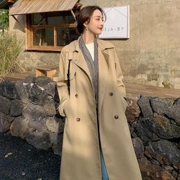 Women's Jackets Trench Coat Spring Autumn Black Windbreaker Jacket Female Double-Breasted Super Long Classic Fashion Loose Ladies Cloak