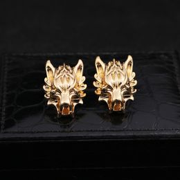 Personalised Trendy Men'S Wolf Head Tassel Suit, Brooch Shirt Collar Pin Hairstylist Nightclub Wedding Accessories Jewellery Gift