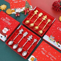 Spoons Dessert Fruit Gift Box Package Design Cake Spoon Gold Silver Colour Home Party Coffee Tea Wholesale Lovely