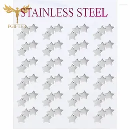 Stud Earrings 12 Pairs Set Silver Colour 3 Star Women Girl Festival Party Gift Stainless Steel Jewellery Wholesale For Resale