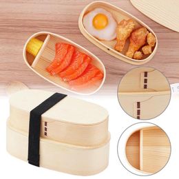 Dinnerware Double Layer Japanese Style Bento Box Cedar Wood Lunch Portable Compartment Fruit Wooden