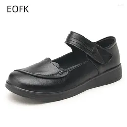 Casual Shoes EOFK Women Mary Jane Flats For Mother Full Black Spring Autumn Ladies Working Office Round Toe Loafers