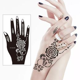 2pairs Ethnic Mehendi Stencils for Hands Reusable Self Adhesive Glitter Airbrush Tattoo Templates Stencil for Women Girl Wedding