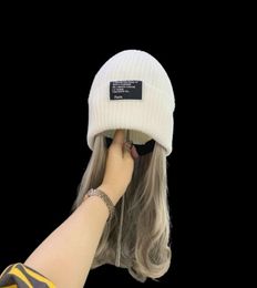 BeanieSkull Caps Curly Knit Wig Cap Korean Version With Bright Silk Invisible Removable Cold Cap8529842