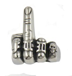 STAINLESS STEEL mens or womens PUNK VINTAGE BIKER Jewellery DIG AT MIDDLE finger FIST Contemptuous RING SIGNET RING GIFT 12W298367092