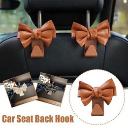 Car Seat Back Hook Bow Knot Storage Hook PU Leather Bag Purse Holder Universal Auto Fastener Clips Car Interior Accessories