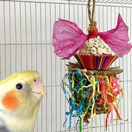 Other Bird Supplies Parrot Toy Grass Woven Butterfly Flower Hanging Chewing Cage Accessories For Cockatiel Conures Lovebird