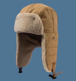 HT3425 Fashion Winter Hat Thick Warm Berber Fleece Trapper Earflap Cap Men Women Lamb Wool Russian Hat Male Female Bomber Hat 21128301873