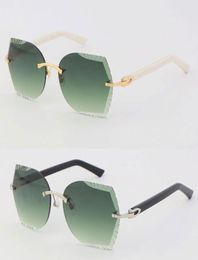 Whole Carved Lens Sunglasses 8200762 Rimless Metal Mix White Aztec Black Plank Sun glasses Unisex Optical Women Men 18K Gold S3934189