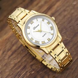 Wristwatches Casual Men's Wrist Watches Mineral Glass Mirror Roman Numeral Scale Quartz Watch Luminous Steel Strap Male High Quality Fashion