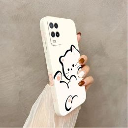 White Cloud Cat Silicone Phone Case For Oppo A15 A15S A16 A16K A76 A96 A53 A54 A77 A78 A83 A55 A95 A83 A92 A94 F19 Cover