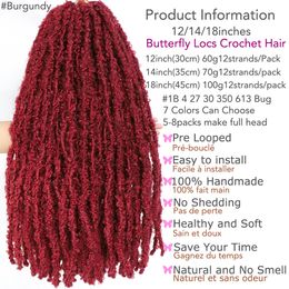 12 14 18 Inches Butterfly Locs Crochet Hair Pre-twisted 1- 6 Packs Distressed Soft Faux Locs Crochet Braids Locs for Black Women