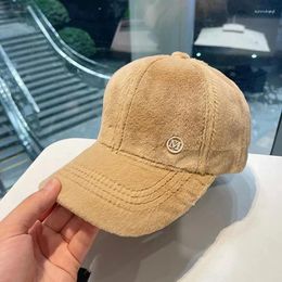 Ball Caps 2024 M Versatile Baseball Cap Blended Brand Female Autumn And Winter All Match Plush Hat Suitable For Face Big