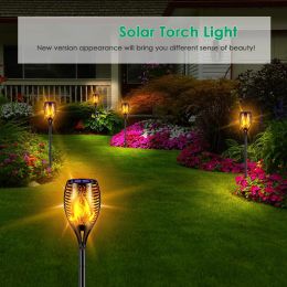 Outdoor Solar Lights 96 LED Flickering Flame Torch Light Bronze Waterproof Lawn Lamp Landscape Lighting Garden Courtyards Decor