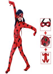 Halloween Spandex Costume For Kids Teenager Girls Elastic Birthday Christmas Cosplay Lady Bug Zentai Clothing Outfit Set T4048381