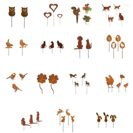 Garden Decorations Decors For Outside Metal Rusted Animals Decorative Stakes Spring Yard Art Welcome Sign Outdoor