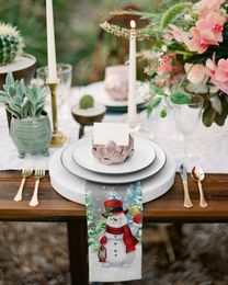 Christmas Snowflake Pine Snowman Table Napkins Cloth Set Handkerchief Wedding Party Placemat Xmas Banquet Tea Napkins