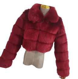 Winter Fox Fur Jacket Stitching Short Lapel Long Sleeve Coat Women Wedding Accessories S to 4XL2913116