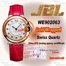 WE902063 Swiss Quartz Womens Watch JBLF 33mm Wrapped 18K Rose Gold Case Silver Dial Diamonds Markers Red Croc Strap Super Edition Ladies Lady Watches Puretime PTCAR