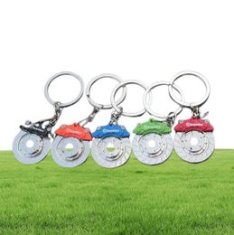 Creative gift car metal keychain turbo gear hub pendant brake disc shock absorber Pendant Christmas gifts 6 Colors1040591