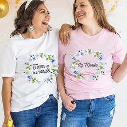 Women's T Shirts Flower Crown Team Bride Tops Bachelorette Wedding Party Women Evjf Tee Casual Clothing Short Sleeved T-shirt