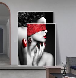 Modern Fashion Sexy Red Lips Canvas Painting Women Posters and Prints Living Room Bedroom Wall Art Pictures Home Bar Decoration9946257