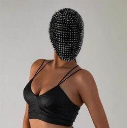 Studded Spikes Full Face Jewel Margiela Face Cover Halloween Cosplay Funny Mask Night Club Dance Mask Dj Dance Masks346Y3596227