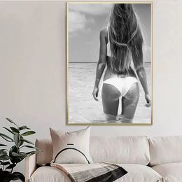 Beach Sexy Woman Body Bikini Poster Canvas Painting Modern Sensual Wall Art Picture for Living Room Bedroom Swim Home Decoration