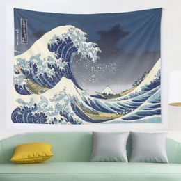 Tapestries Great Wave Kanagawa Night Tapestry Hippie Wall Hanging Cloth Coffee Bedroom Mandala Fabric Boho2036