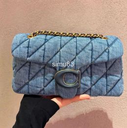 Simple designer bag plain smooth denim quilted tabby 26 big capacity luxury shoulder bags for women elegant soft plated gold sling top quality