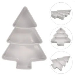 Dinnerware Sets 2pcs Creative Christmas Tree Shape Fruit Plate Household Plastic Nuts Plates Portable Dishes Serving Tray (Grey)