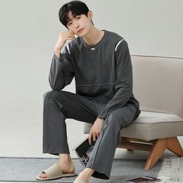 2023 Newest Spring L-5XL Modal Pyjamas Set Men Long Sleeve Sleepwear Tops+Long Pants 2Pcs Set Pyjamas Korean Home Clothes