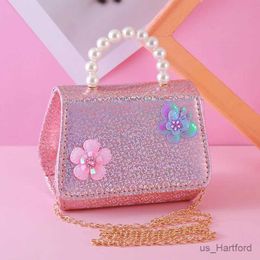 Handbags 2024 New Girls Princess Crossbody Bag Cute Kids Mini Hand Bags Butterfly Decor Baby Coin Pouch Box Toddler Messenger Bag