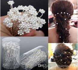 Wedding Accessories Bridal Jewelry Bridal Pearl Hairpins Flower Crystal Pearl Rhinestone Hair Pins Clips Bridesmaid Women Hair Jew2118321