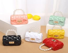 2021 Kids New Pearl PVC Portable Mini Candy Color Small Jelly Bag Fashion Casual Small Change Bag7884442