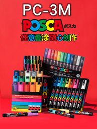 Uni Marker Pen PC-3M Acrylic posca marcadores permanent marker graffiti paint pen For Rock Metal Leather Ceramic Glass Plastic 240328