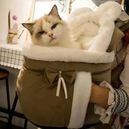 Cat Carriers Carrier Bag Backpack Warm Soft Plush Cage For Kitten Puppy Chihuahua Cute Portable Nest In Winter Pet Carry Accessories