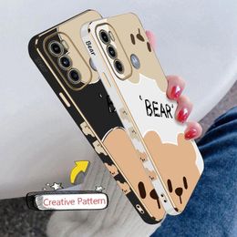 The Lucky Bear Lanyard Plating Phone Case For Motorola Moto G60 G50 G53 G52 G42 G30 G20 G22 G52 E20 G9 Play Cover