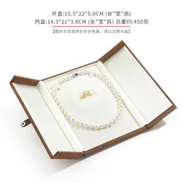 Vintage Double Open Ring Necklace Box Proposal Diamond Ring Jewellery Packaging Box Holiday Gift Pearl Necklace Gift Box
