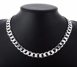 Chains 2022inch 12 Mm Curb Chain Necklace For Men Silver 925 Necklaces Choker Man Fashion Male Jewellery Wide Collar Torque Colar8581617