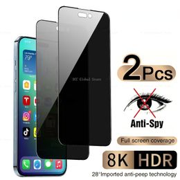 2Pcs Anti-Spy Tempered Glass Privacy Screen Protectors for iPhone 15/ 14/13/12/11 Pro/XS Max/12 13 Mini/XR/Xs Max/XR/SE2022