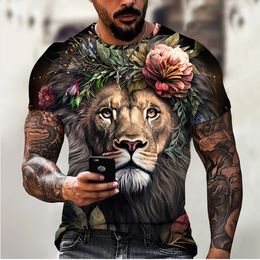 Animal Tiger Graphics Summer Men's 3D Printed T-shirt Top Short Sleeve Personality Beast Tough Guy Style Loose O Collar Top 6XL
