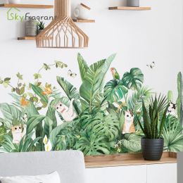 Flowers Plants Cats Wall Stickers For Living Rooms Bedroom Wardrobe Skirting Wall Decor Self Adhesive Vinyl Sticker Wallpapers